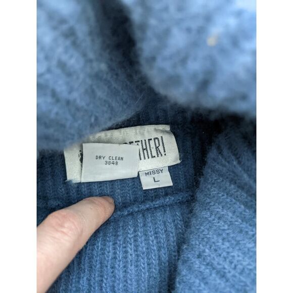 Vintage 70% wool 20% angora  blue cowl neck sweater - Picture 7 of 7